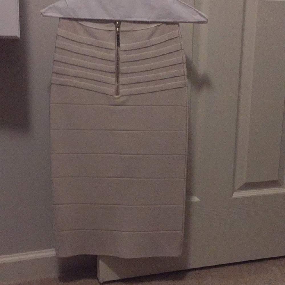 Bebe Beige High Waisted Knee length Skirt